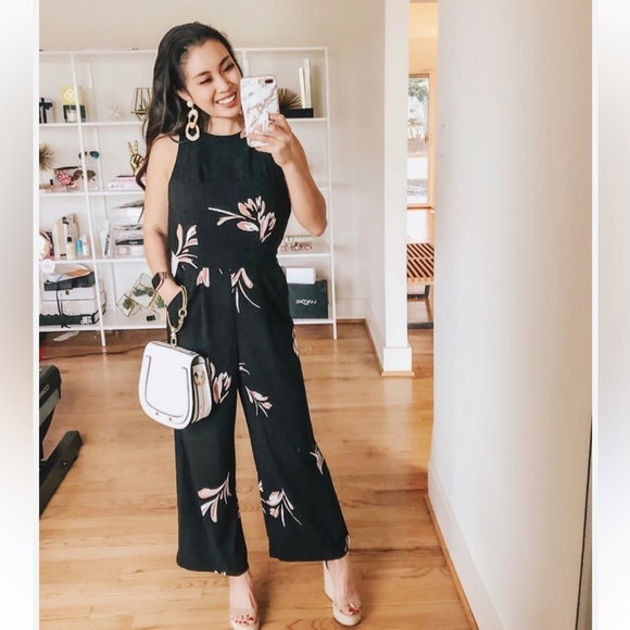 A new day floral sleeveless jumpsuit size XL black purple womens - Picture 1 of 12